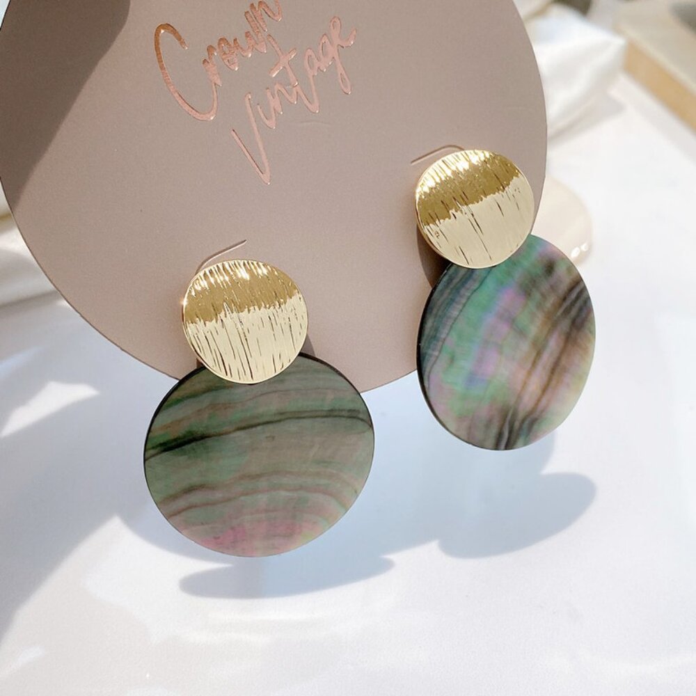 Crown Vintage Abalone Shell Drop Earrings